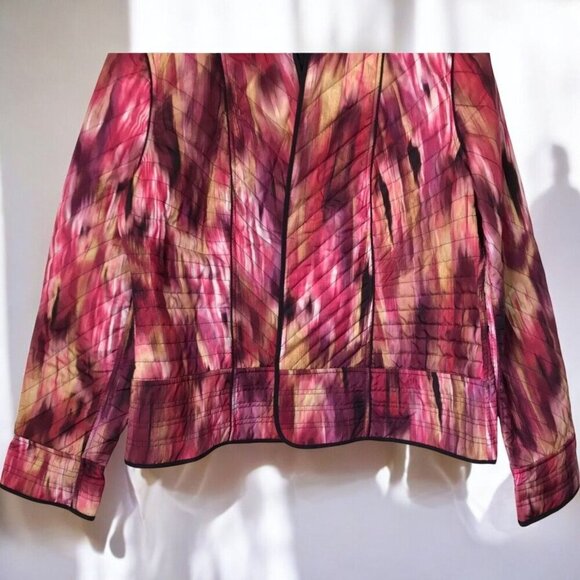 Chicos Womens Reversible Quilted Callie Hyper Pink Abstract Jacket NEW Small/4 - Picture 3 of 10